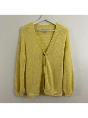 LOFT Yellow Button Up Cardigan Sweater Women's Size M